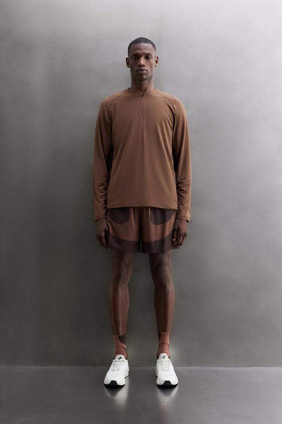 ΜΠΛΟΥΖΑ ΜΕ ΦΕΡΜΟΥΑΡ ΣΤΟΝ ΛΑΙΜΟ COLOR BLOCK - Καφέ του Zara - Εικόνα 0