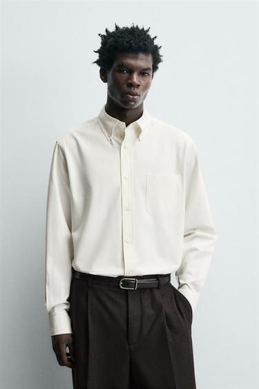 Zara REGULAR FIT TEXTURED SHIRT - White