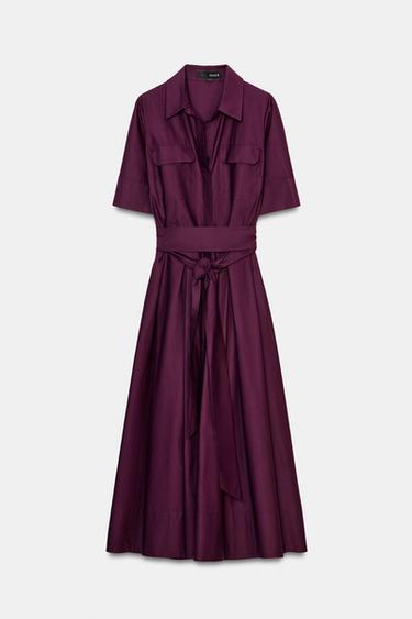 ZW COLLECTION SHIRT DRESS - Burgundy by Zara - Image 0