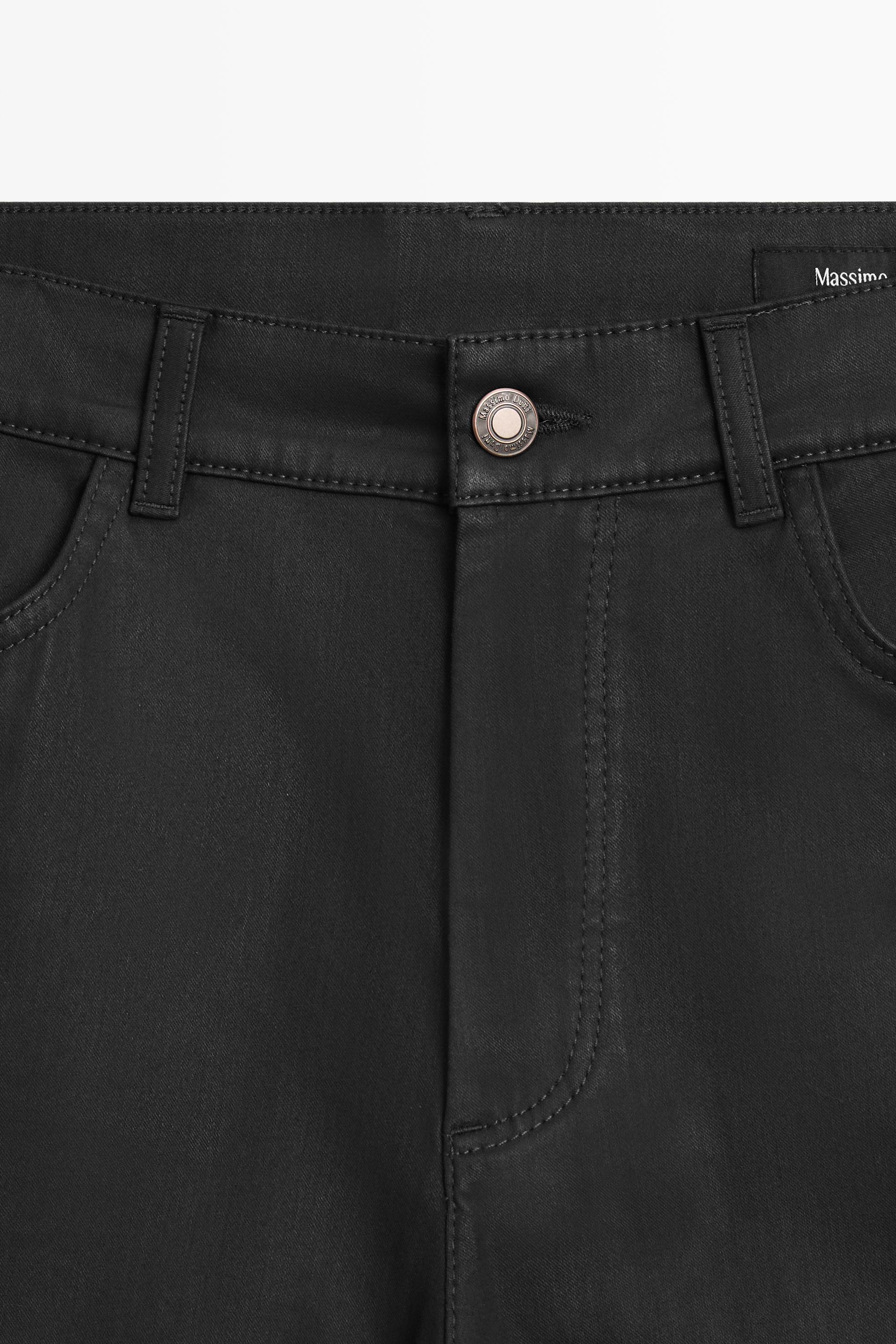 Waxed straight-leg pants
