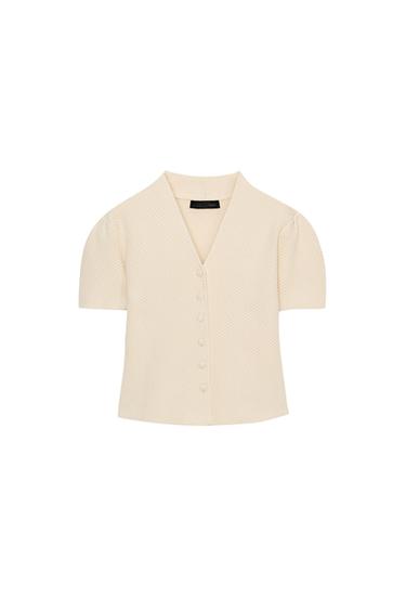 TEXTURED KNIT JACKET - Ecru by Zara