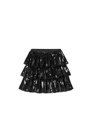SEQUIN RUFFLED SKIRT