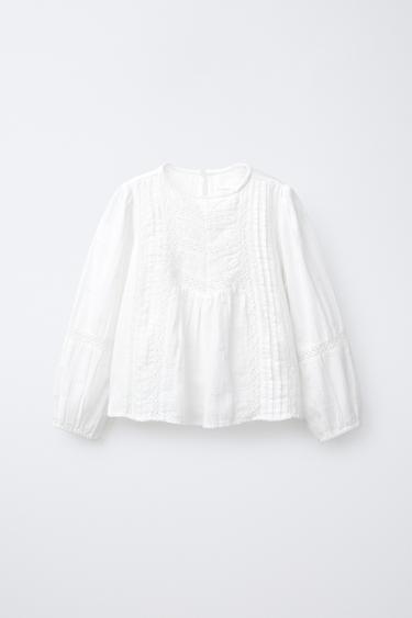 Zara ROMANTIC FLORAL SHIRT - Oyster-white