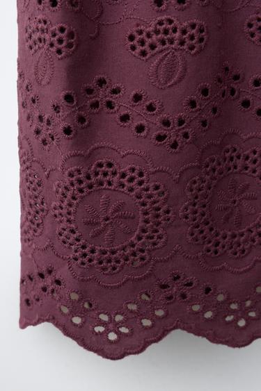 PRINTED SCHIFFLI EMBROIDERY TOP - Purple by Zara - Image 3