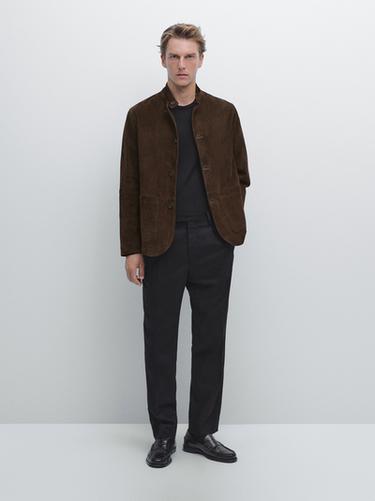 Zara Wool blend flannel trousers with darts - Black - Image 0
