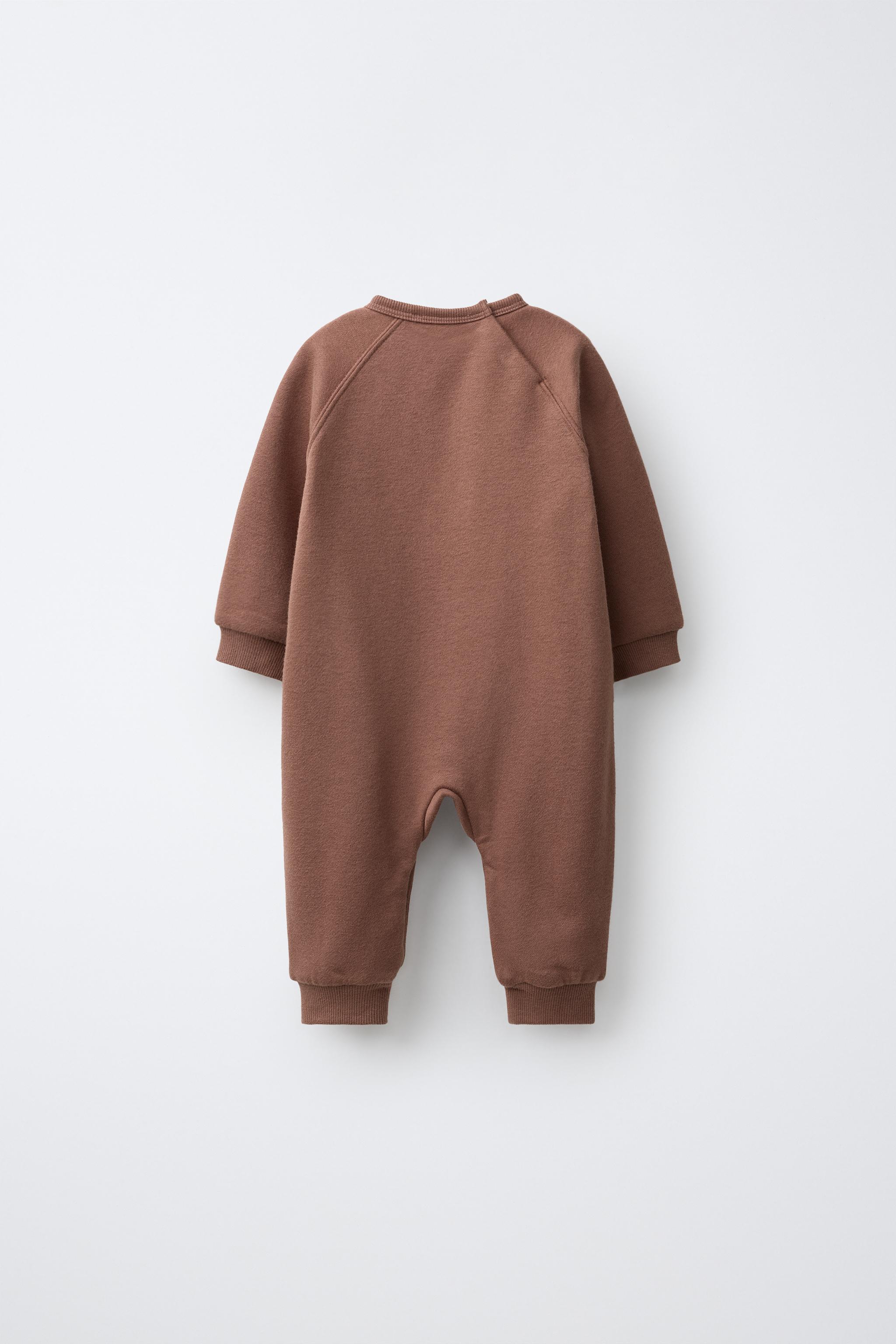 SHEEP EMBROIDERED LONG JUMPSUIT — Brown
