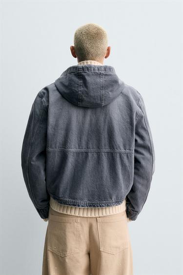 BLOUSON À CAPUCHE LAVÉ - Bleu délavé de Zara - Image 2