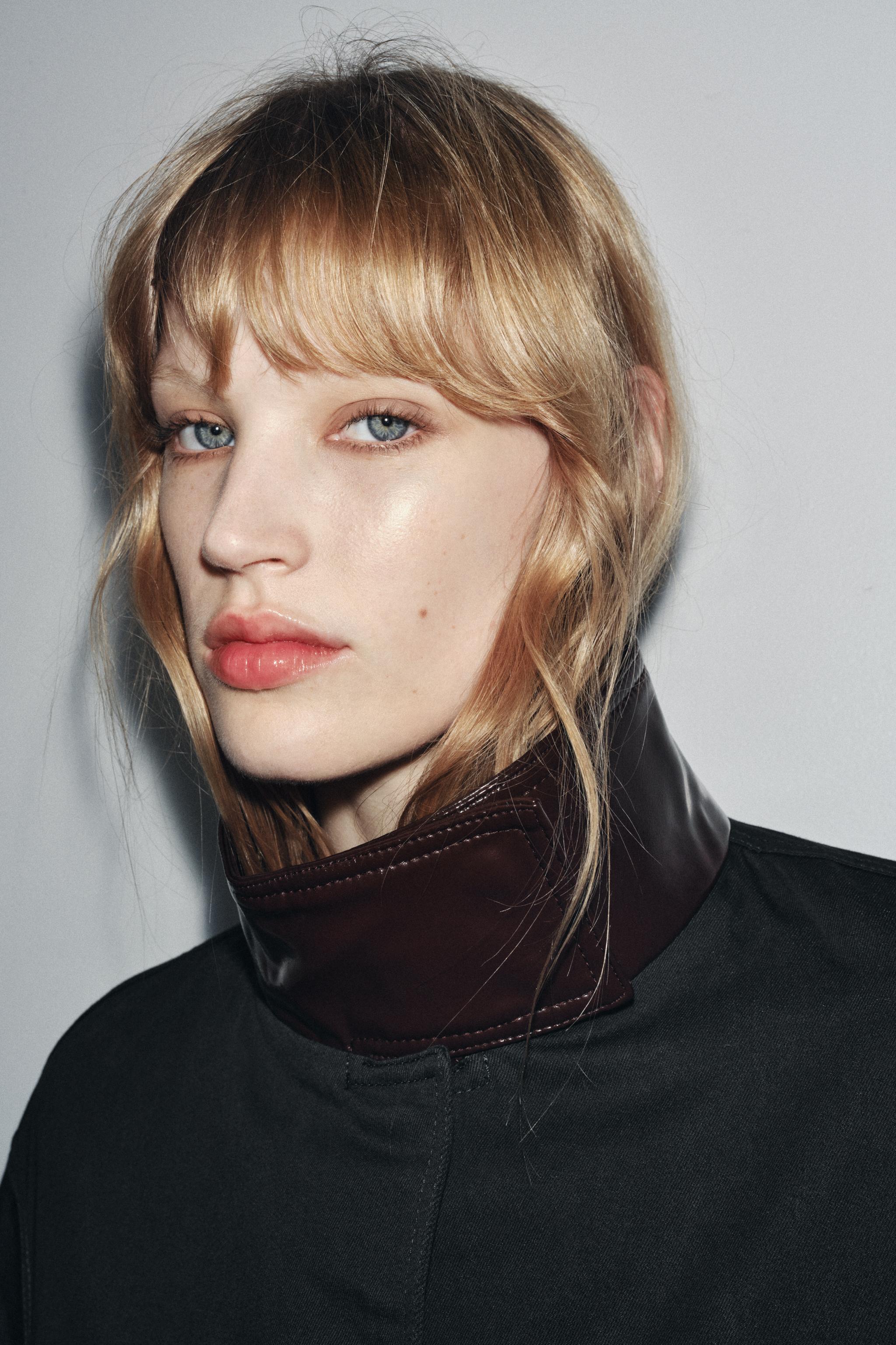 ZARA ショート丈中綿ジャケット　黒グレー　XS フード付きボアクロップド丈ジャケット[ze815] | レディース