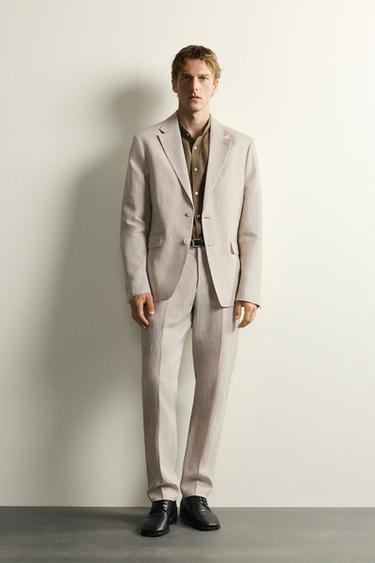 100% LINEN SUIT TROUSERS - Light beige by Zara