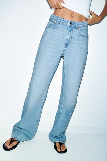 Zara Z.03 STRAIGHT HIGH-WAISTED LONG LENGTH JEANS - Light blue