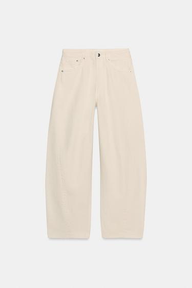 TRF MID-WAIST BAGGY BALLOON JEANS - Oyster-white by Zara