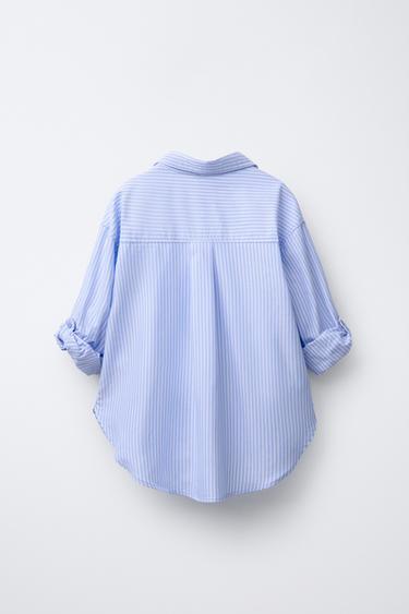 PACK CHEMISE À RAYURES AVEC T-SHIRT EN CÔTELÉ ET COL EN CONTRASTE - Bleu de Zara - Image 2