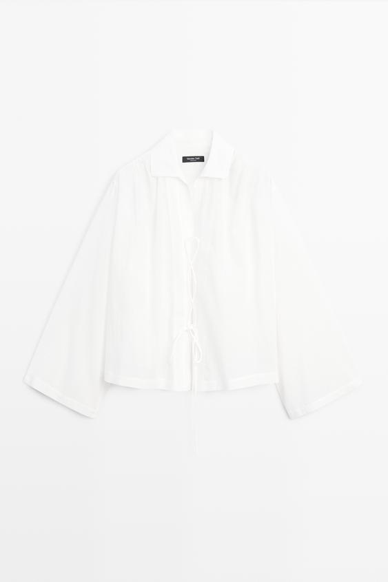 100% cotton shirt with fastening detail from Zara - $130
