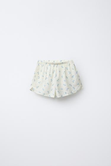 AGES 6-14/ SEERSUCKER FLORAL SHIRT AND BERMUDA PYJAMAS - Ecru by Zara - Image 3