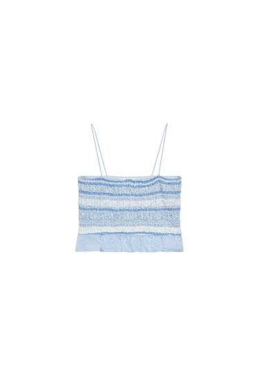 STRIPED SMOCKED TOP