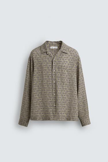 CAMISA RELAXED FIT ESTAMPADO GEOMÉTRICO - Verde claro de Zara
