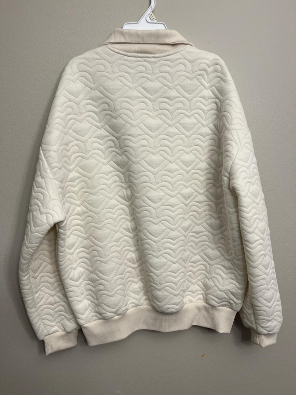 QUARTER ZIP QUILTED HEART SWEATSHIRT - Image 2