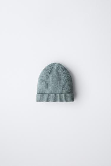 PURL KNIT BEANIE - Green / Blue by Zara