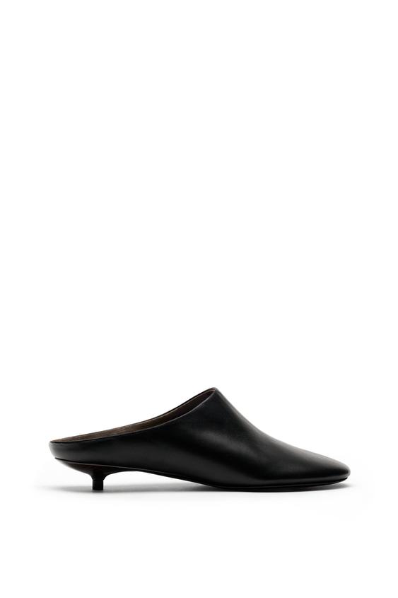 Zara Low-heel leather mule - LIMITED EDITION - Black - Image 0