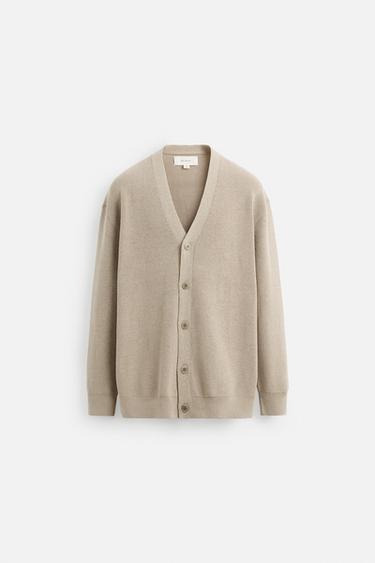 COTTON BLEND CARDIGAN - Beige by Zara - Image 6