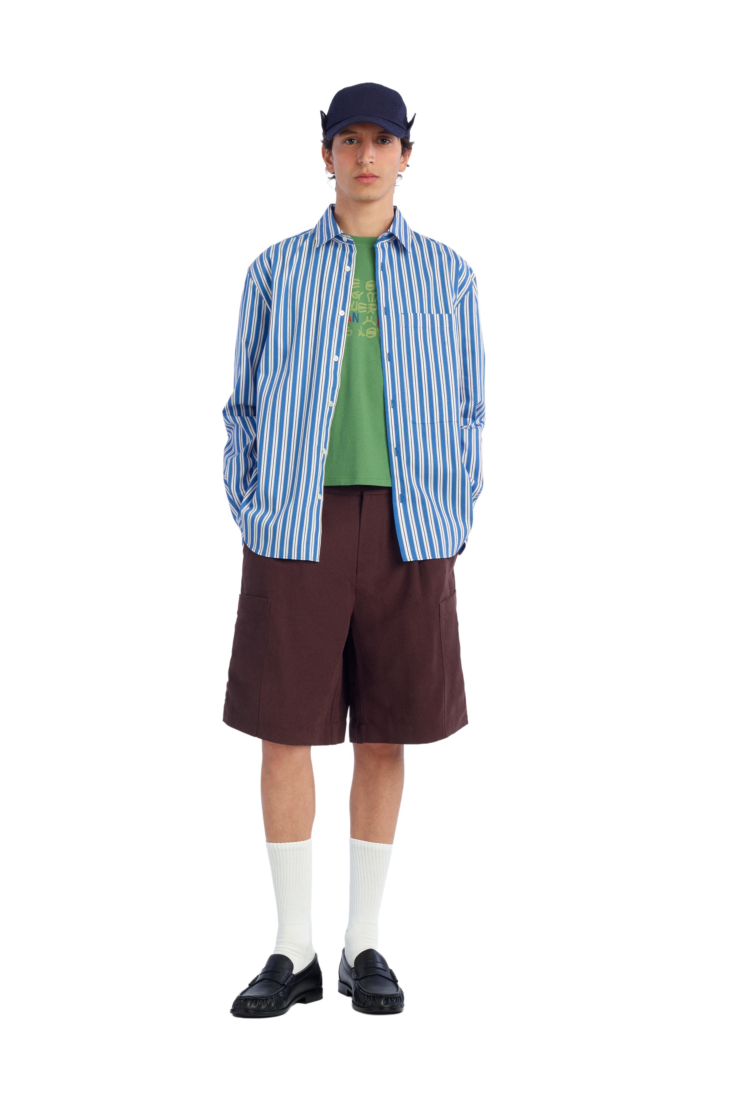 RELAXED FIT CARGO SHORTS WITH PLEATS — Brown (alternate view)
