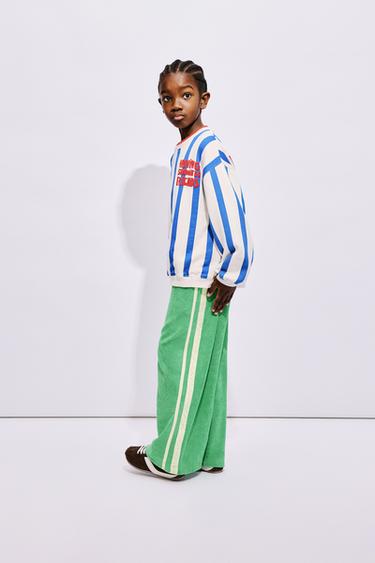 SWEATSHIRT WITH RAISED STRIPED TEXT - Ecru / Blue by Zara