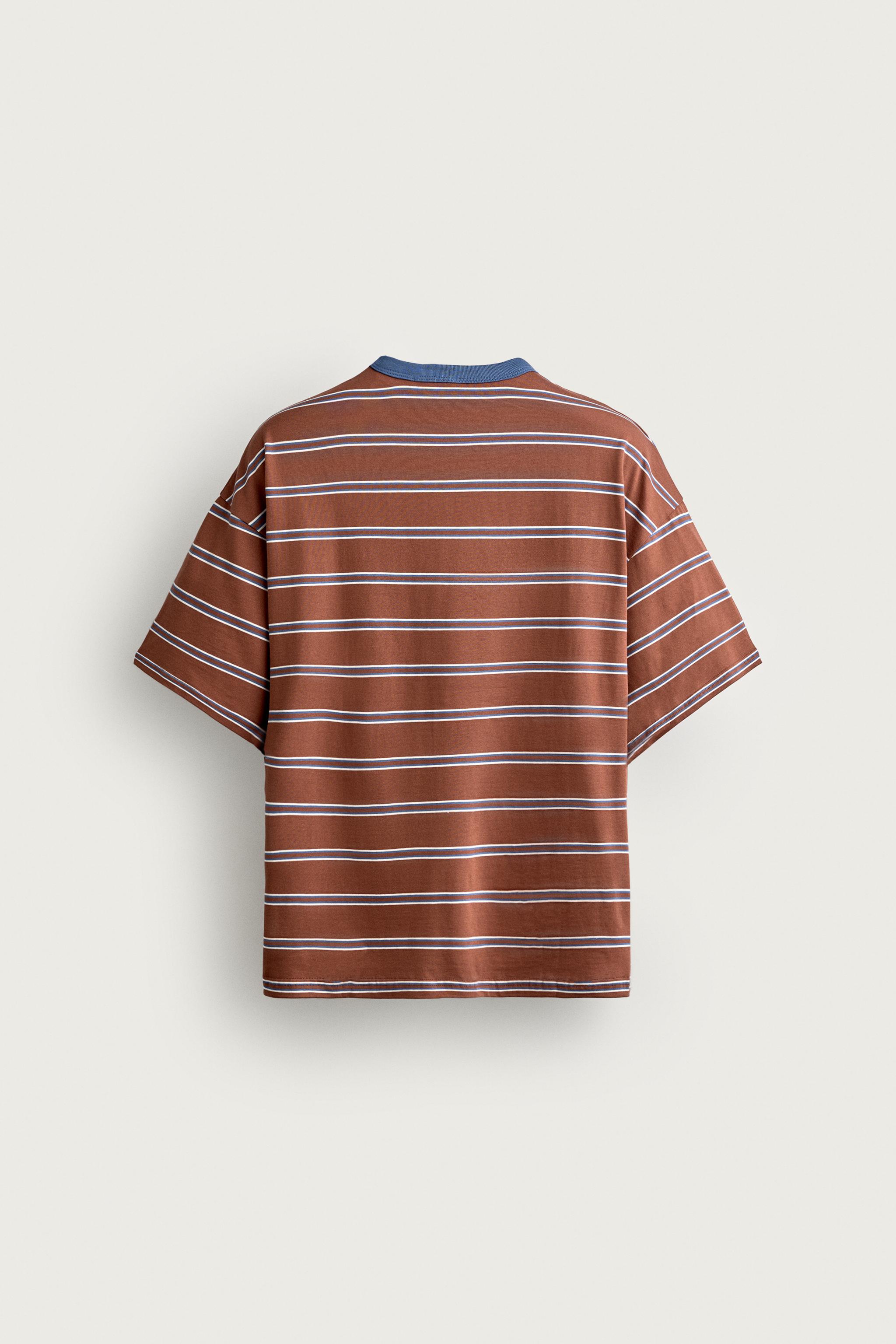 Мужские футболки Zara PUKAS SURF X ZARA STRIPED JACQUARD T-SHIRT — фото 8