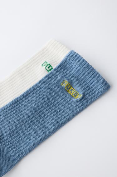 LOT DE DEUX CHAUSSETTES MONTANTES PUKAS SURF - Bleu / Blanc de Zara - Image 1