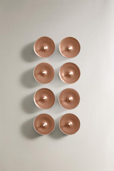SET OF SALTED CARAMEL SCENTED TEALIGHT CANDLES (SET OF 8) - Cream by Zara