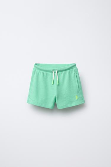 PLUSH BERMUDA SHORTS WITH EMBROIDERY - Mid-green by Zara