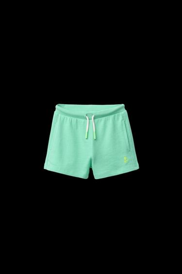 PLUSH BERMUDA SHORTS WITH EMBROIDERY - Mid-green by Zara - Image 0