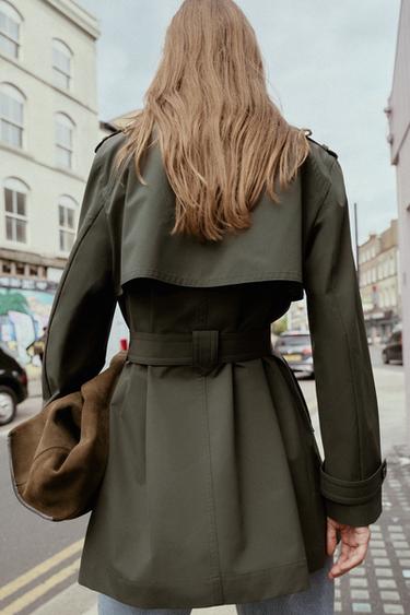 TRENCH CROISÉ DÉPERLANT ET COUPE-VENT - Kaki de Zara - Image 3