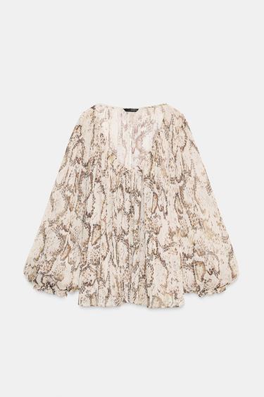 ANIMAL PRINT PUFF SLEEVE SHIRT - Snake by Zara - Image 0