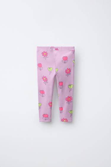 PRINTED RIBBED LEGGINGS - Light mauve by Zara - Image 1