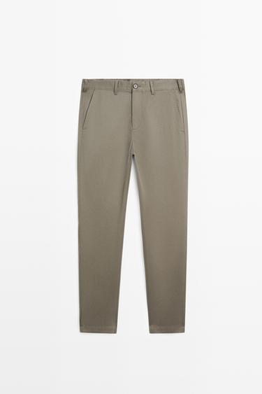 Zara Cotton blend slim fit pants - Green