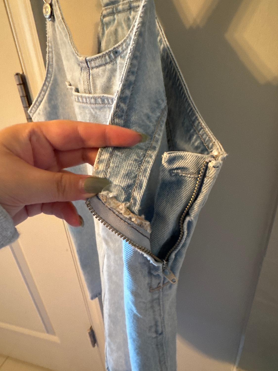 DENIM OVERALL MINI DRESS - Image 3