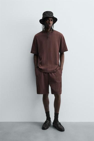 JACQUARD TEXTURED BERMUDA SHORTS - Brown by Zara - Image 0