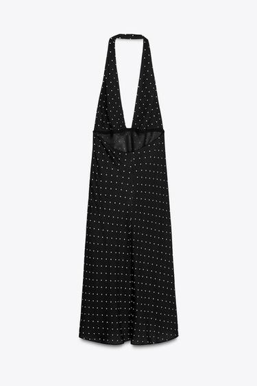 ROBE HALTER À POIS ZW COLLECTION - Noir / Écru de Zara - Image 3