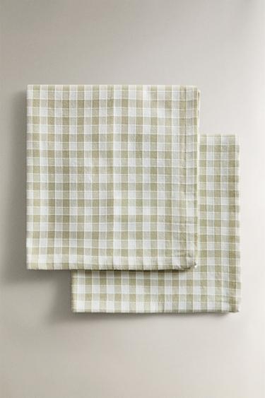 コットン ギンガムチェック テーブルナプキン 2枚セットライトグリーンZaraのコットン ギンガムチェック テーブルナプキン 2枚セット - ライトグリーン