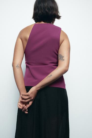 ASYMMETRIC CREPE BUCKLE TOP - Plum by Zara - Image 3