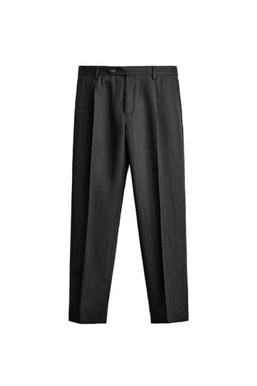 100% WOOL REGULAR FIT SUIT TROUSERS - Anthracite Grey by Zara
