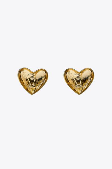 BOUCLES D'OREILLES MÉTALLIQUES CŒUR - Doré de Zara - Image 3