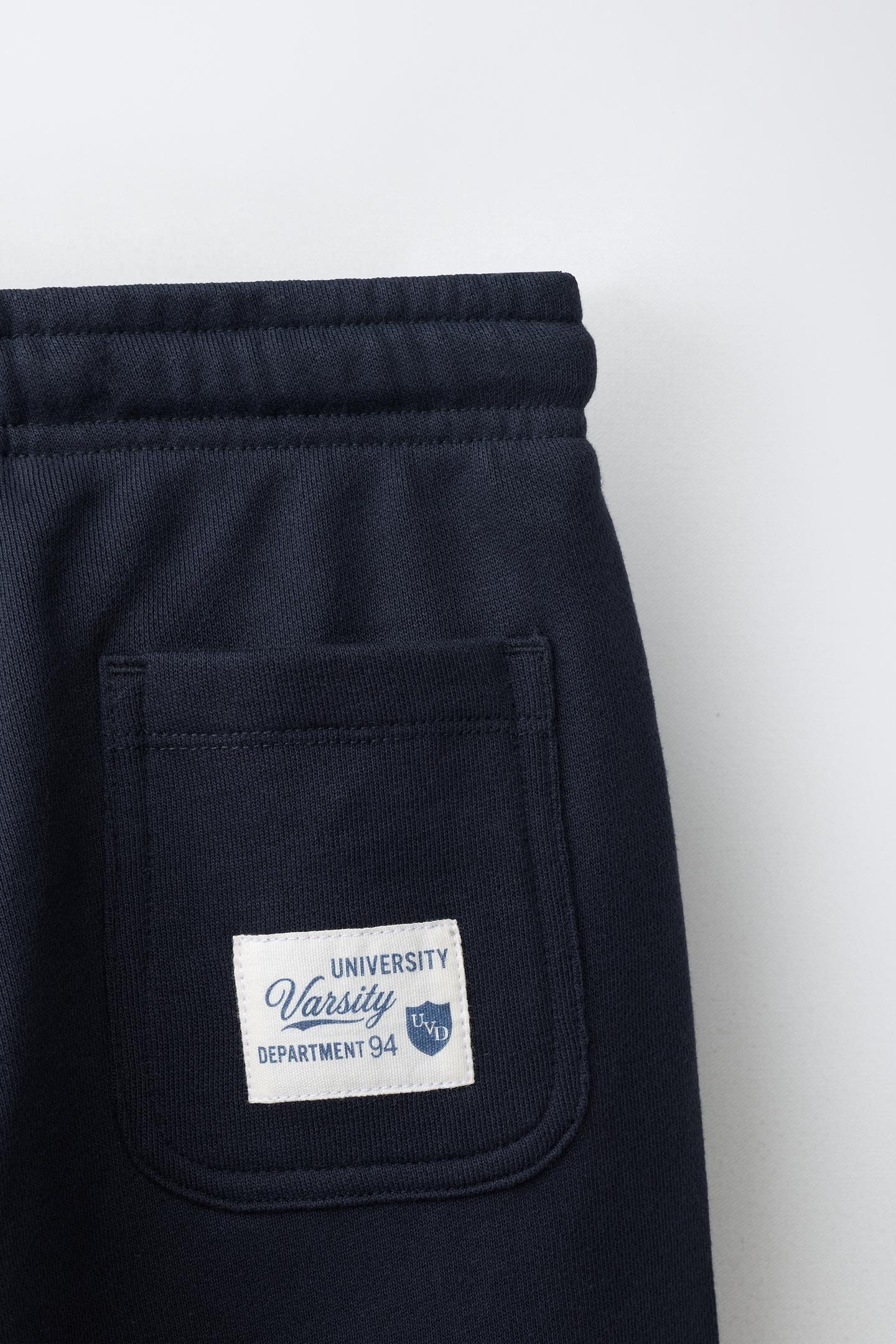 Детские брюки Zara Varsity Fleece Jogger, цвет: Тёмный тёмно-синий — фото 4