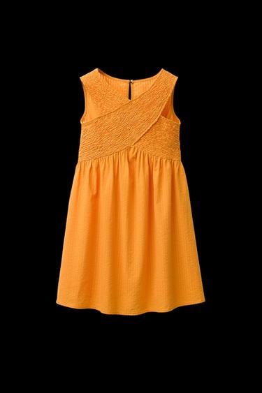 KLEID MIT STRUKTURMUSTER UND GUMMIZUG - Mandarine von Zara - Bild 0