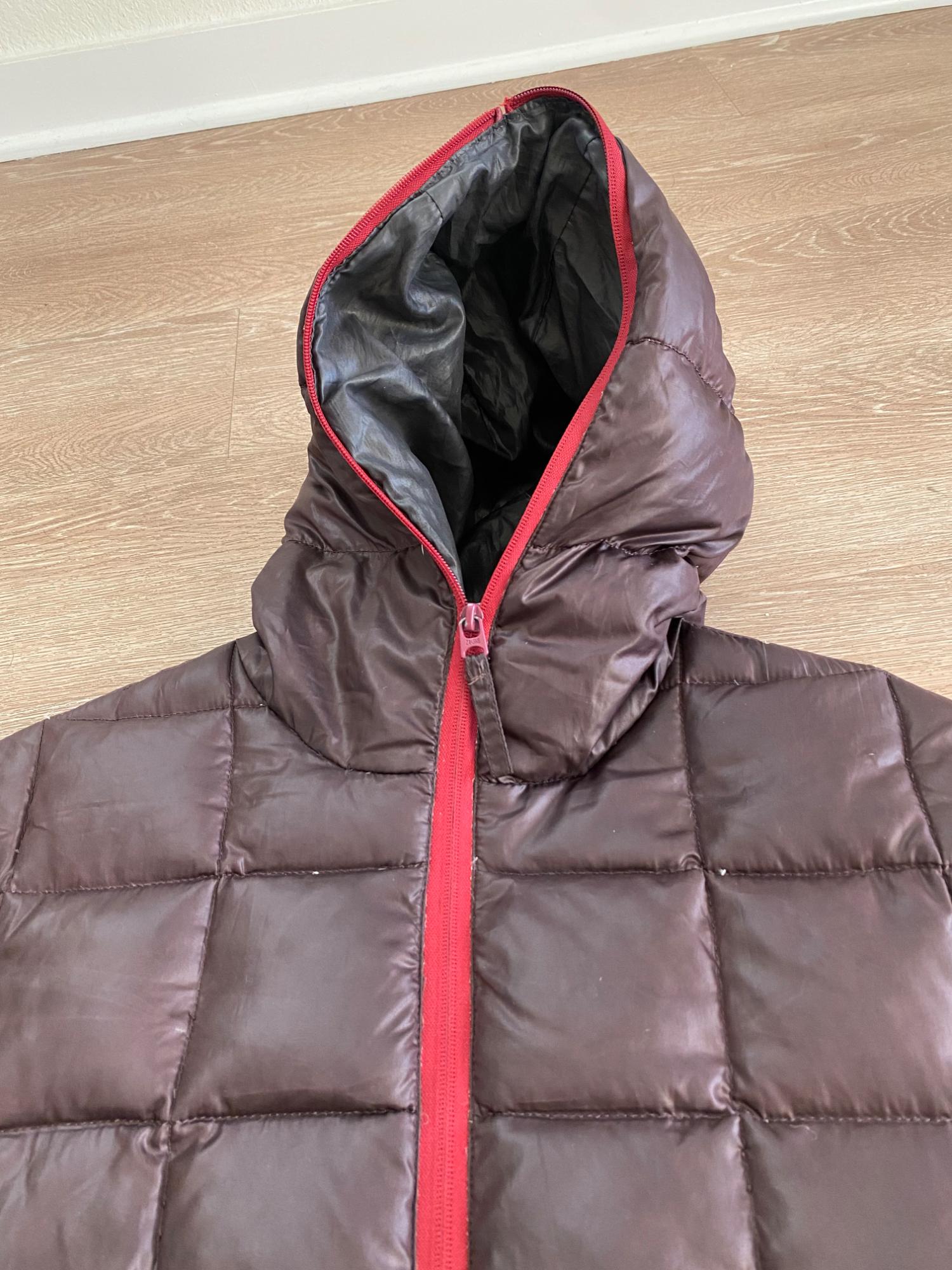 ZARA MENS BURGUNDY WINE PUFFER SQUARES JACKET