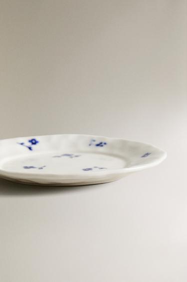 FLORAL PORCELAIN SIDE PLATE - White / Navy by Zara - Image 3