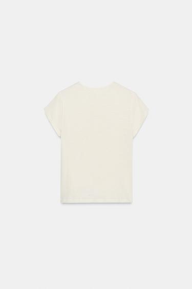 T-SHIRT RUSTIQUE À MANCHES COURTES - Écru de Zara - Image 1
