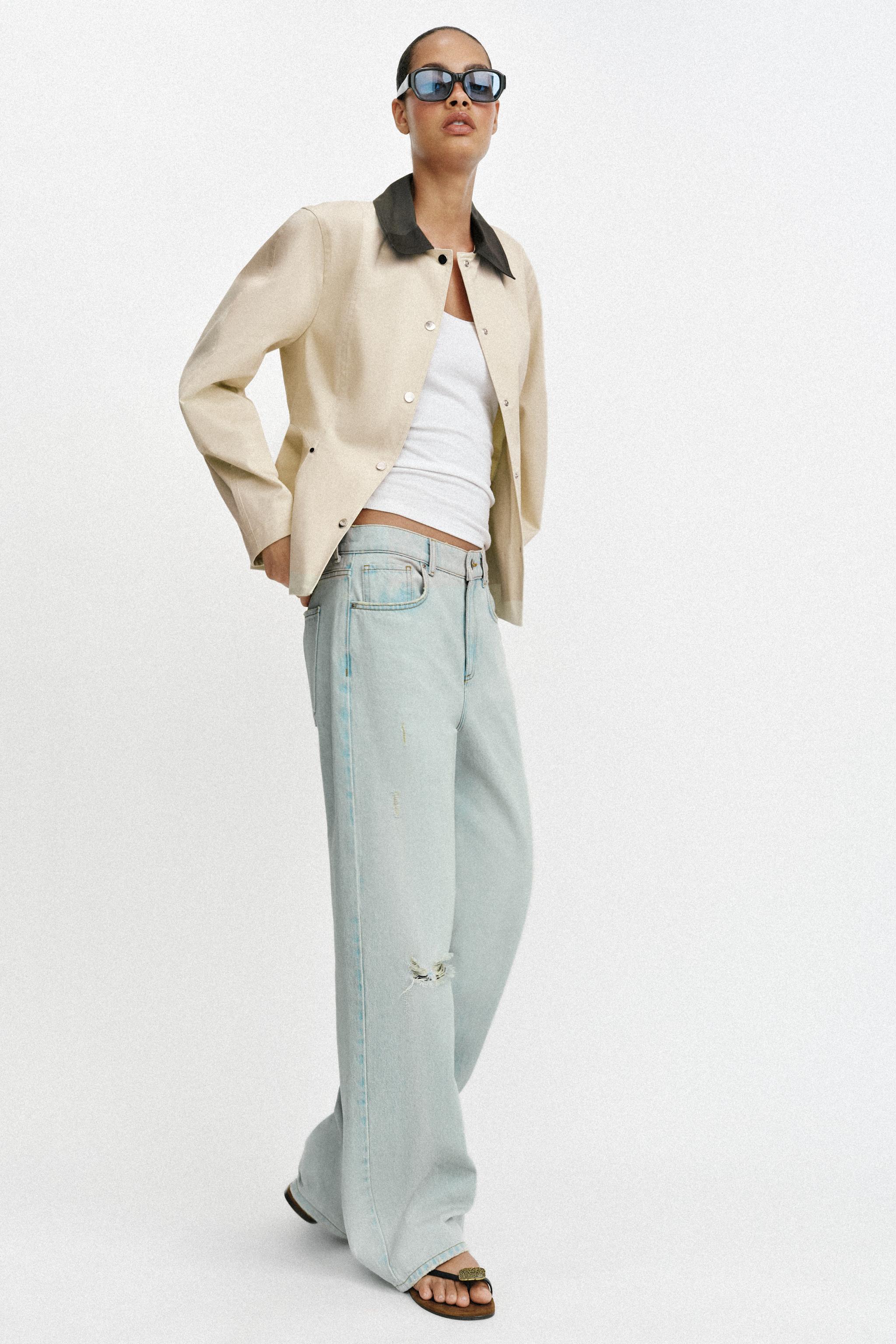 CONTRAST COLLAR PEPLUM JACKET