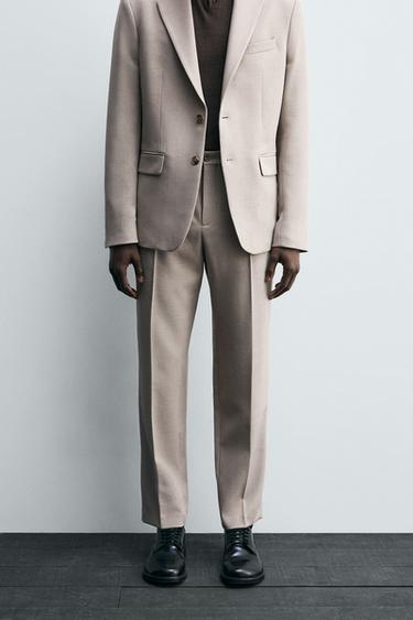 Zaras BYXA TILL KOSTYM SLIM FIT - Sand/ gråmelering