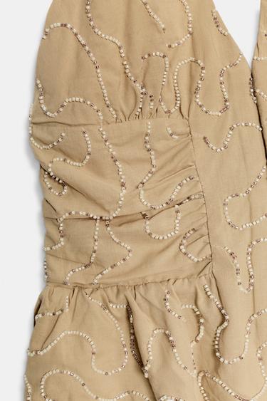 TOP HALTER FANTAISIE - Marron clair de Zara - Image 6